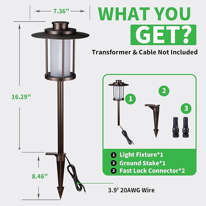 Outdoor Pathway Lights Wired 12V, 2700K/3000K/3500K/4000K/5000K Selectable Landscape Path Light Waterproof, LED Walkway Fixture Electric, ORB Aluminum for All Weather Garden Yard (12 Pack)