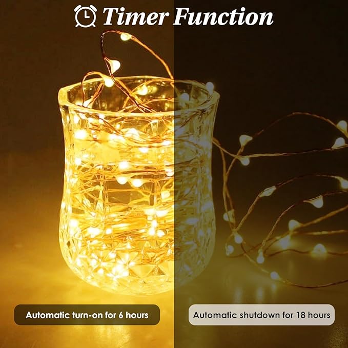 20ft Christmas LED String Lights, Waterproof Timer Lights