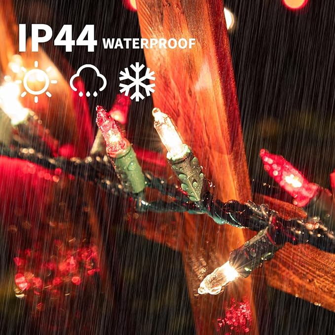 LAMPHOME 100 Count Red Clear Christmas Lights, Green Wire 20Ft Incandescent Holiday String Light Set for Indoor Outdoor Use Christmas Tree, Halloween, Valentine Wedding Lighting Decoration