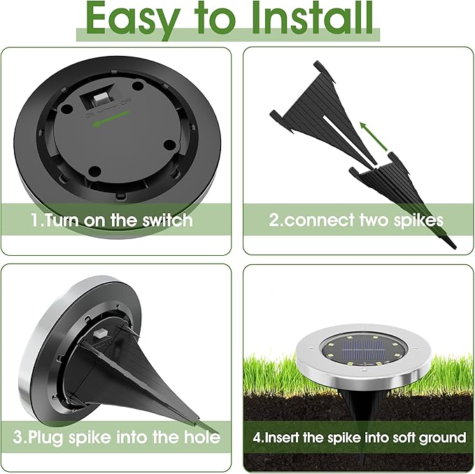 INCX Solar Lights for Outside,8 Pack Solar Light Outdoor Waterproof, Garden Lights Landscape Lighting for Patio Pathway Lawn Driveway Walkway White