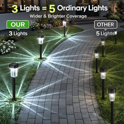 Outdoor Solar Lights for Yard 8 Pack, Solar Pathway Lights Waterproof 6000K Cold White LED Landscape Lighting for Garden Outside Landscape Lawn Driveway Walkway Path Patio