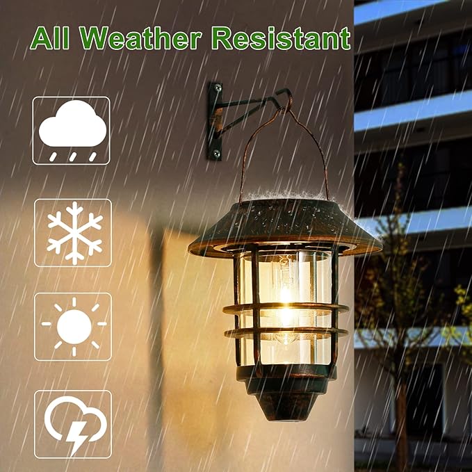 Backyard Solar Hanging Lanterns 2-Pack, Elegant Yard Decor