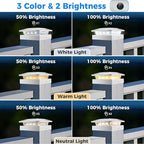 White Solar Fence Post Caps 8-Pack, Fence LED
