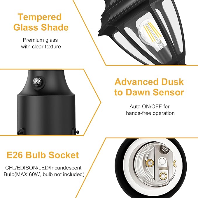 Lamp Post Light for Outdoor Posts, Waterproof