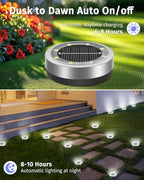 16-Pack Solar Ground Disk Lights, Cool White Waterproof LED