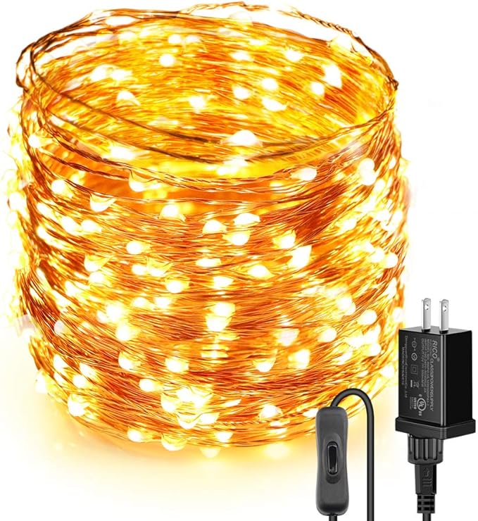 Warm White Yard String Lights, 99ft Weatherproof LED
