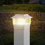 White Solar Deck Post Lights, Outdoor LED Caps