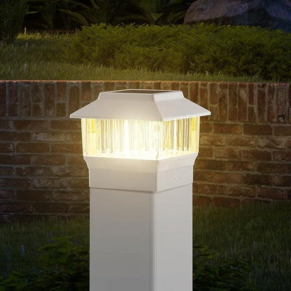 50 Lumen Solar Post Lights, 3 Modes Outdoor Deck Fence Post Cap Lights - 4x4 3.5x3.5 4.5x4.5 or 5.5x5.5, LED Landscaping Patio Garden Yard Decoration Waterproof (1 Pack, White)