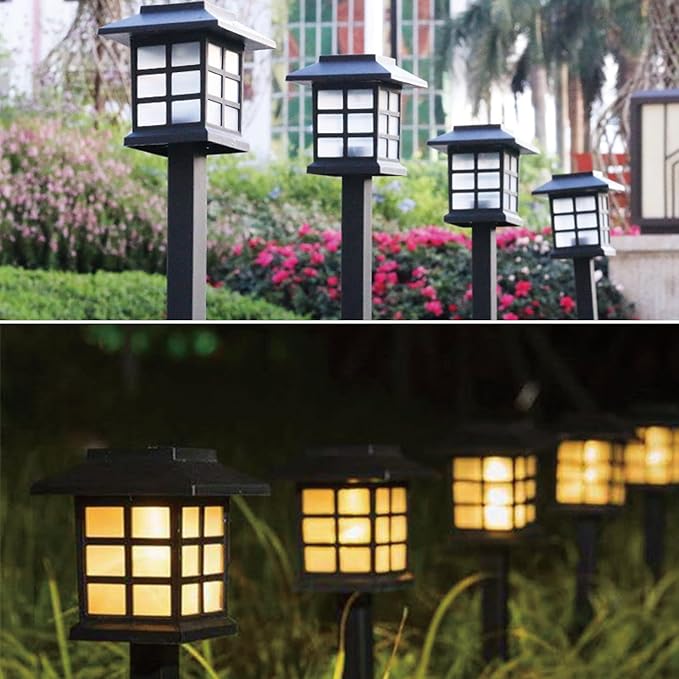Outdoor Solar Powered LED Garden Lights Landscape Lighting Waterproof Stake Path Lights for Patio Yard Backyard Lawn Terrace Pathway Sidewalk Pathway Walkway Driveway Decorations 8 Pack Warm White