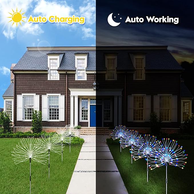 4-Pack Copper Solar Path Lights, Outdoor Walkway LED
