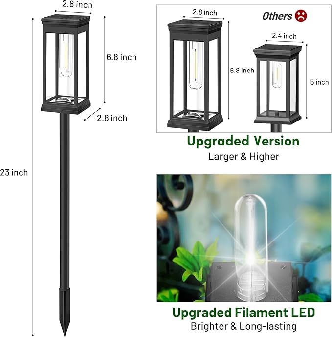 Solar Pathway Lights, Waterproof LED Driveway Lights