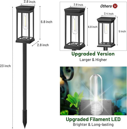 BesLowe Upgraded Solar Pathway Lights Outdoor, 8-Pack Large LED Solar Light Outdoor Waterproof, Super Bright Outside Lights for Yard, Sun-Powered Landscape Lighting for Garden Walkway, Cool White