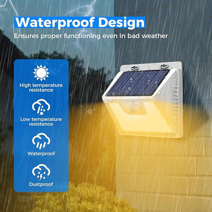 Peasur Solar Outdoor Lights [10 Pack/140LED], 3000K Warm Light Motion Sensor Outdoor Powered Security Lights 3 Working Modes Waterproof for Outside Garden Yard, White Frame