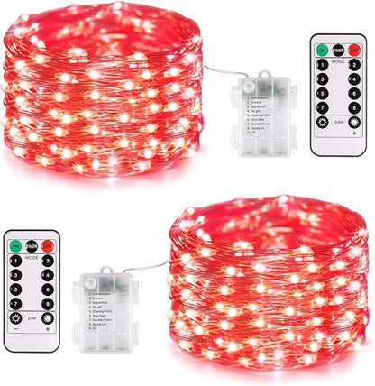 2-Pack 200 LED Christmas Twinkle Lights, 66ft Waterproof for Patio