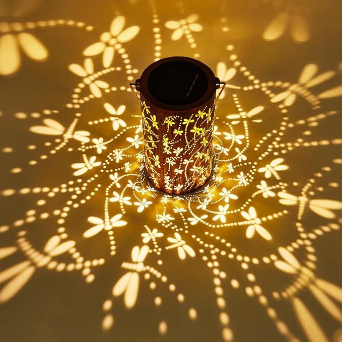 Dragonfly Solar Lantern, Chrismas Gifts for Women, Outdoor Waterproof LED Decorative Garden Lights for Lawn, Landscape, Patio, Porch Hanging Solar Lights for Ladies, Mom, Grandma