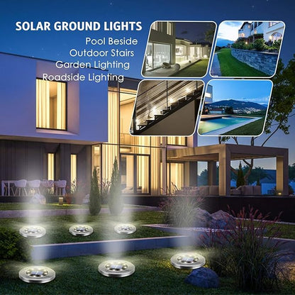 Solar Lights Outdoor Waterproof, 12 Pack Solar Ground Lights with Large Capacity Battery, High Efficiency Solar Powered Lights for Outdoor Garden, Patio, Pathway and Yard (Warm Light)
