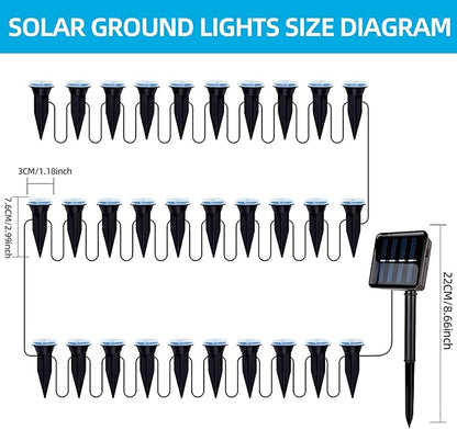30 LED Solar Ground Lights Outdoor, Waterproof Solar Pathway Lights, LED Landscape Lighting for Garden, Patio, Driveway, Walkway - White