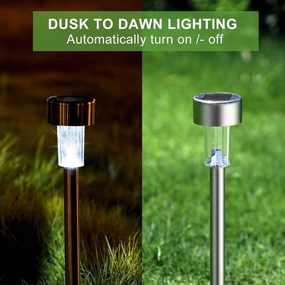 Dream Master Solar Lights Outdoor Waterproof, Stainless Steel LED Landscape Lighting, Solar Garden Lights, Outdoor Decorations for Yard, Pathway, Walkway, Patio, Lawn - 16 Pack (Cold White)