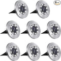 Solar Flat Disk Lights 8-Pack, Waterproof Garden