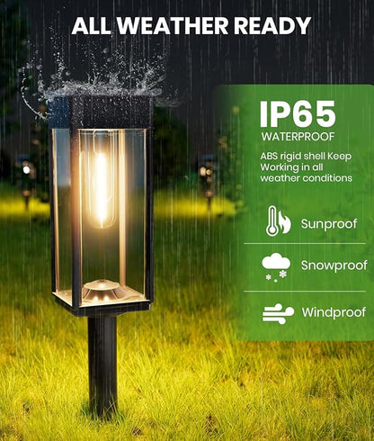 Solar Pathway Lights Outdoor,Bright Solar Lights for Outside, Waterproof Auto On/Off Garden Lights Solar Powered Landscape Lights for Yard Walkway Driveway Lawn (Warm White, 12 Pack)