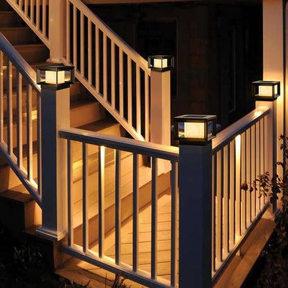 Mlambert 10 Pack Solar Post Lights Outdoor, Waterproof Fence Cap for Deck, 4x4 6x6 Wooden Vinyl Outdoor Lights with Shinning Effect, Black