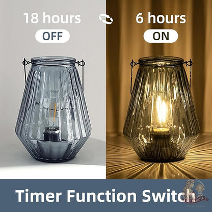 Battery Operated Lamp Hanging,Cordless LED Table Lamp with Timer, Decorative Lantern Lights Outdoor Indoor Decor for Patio/Home/Hallway/Deck/Spareroom/Bedroom/Tabletop/Fireplace/Vintage Style (Blue)