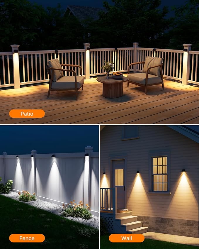 16-Pack Solar Deck Step Lights, Waterproof LED