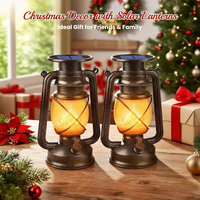 Solar Hanging Lanterns 2-Pack, Outdoor Hanging LED Decor