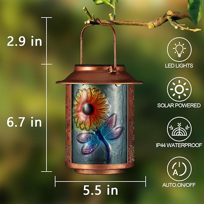 Charming Dragonfly Solar Lanterns for Patio, Waterproof LED