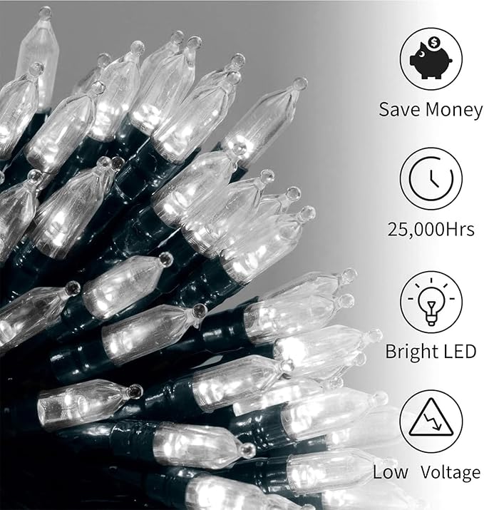 2-Pack Christmas String Lights, 50 LED Waterproof Twinkle Lights