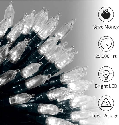 2-Pack Christmas String Lights, 50 LED Waterproof Twinkle Lights
