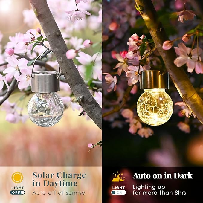 12-Pack Flower Solar Lanterns, Waterproof LED Patio Lights