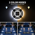 Solar Fence Lights 2-Pack, Waterproof LED