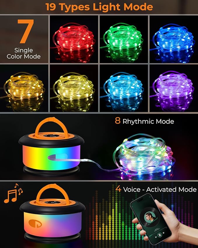 Outdoor String Lights, 8ft RGB Waterproof LED