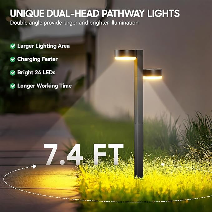 6-Pack Solar Pathway Lights, Waterproof LED Walkway Lights