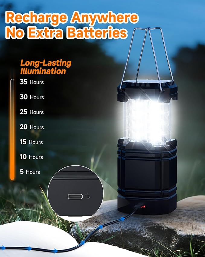 4-Pack Multi-Function Rechargeable Camping Lantern