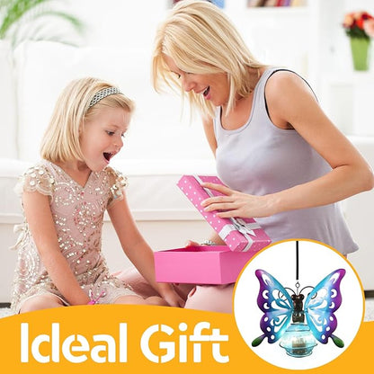 Butterfly Solar Outdoor Hanging Lantern Creative Small Sculpture Lights Durable Waterproof Lamp Suitable for Festivals Garden Decor Birthday Gifts for Grandma Mom Women Girl