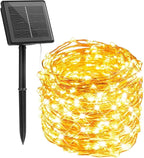 Minetom Solar Fairy String Lights, 33ft 100 LED Waterproof Outdoor Lights for Patio & Wedding, Warm White
