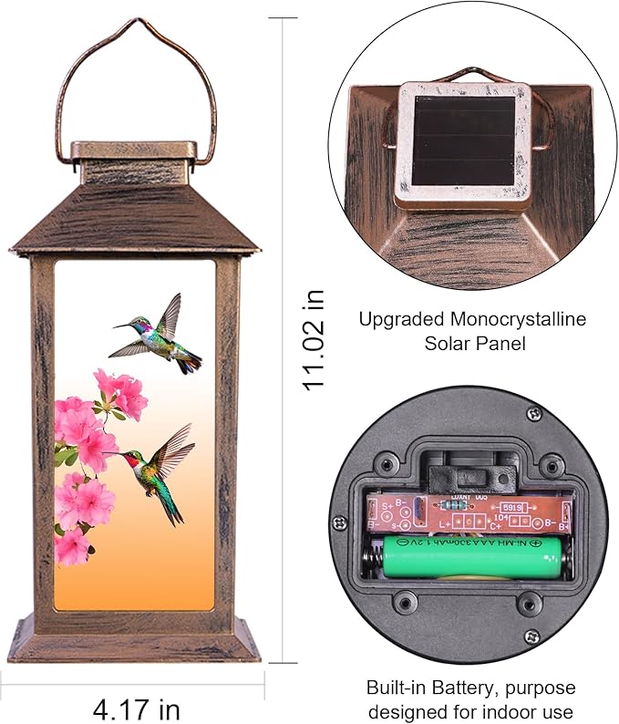 Solar Hummingbird Lanterns, Porch Hanging LED Decor