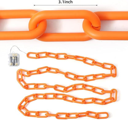 10Ft Battery Operated Plastic Chain Lights for Halloween Decorations, 8 Modes Timer Orange Halloween String Lights Waterproof Lighted Props Chains for Skeleton Dog, Haunt House,Costumes Party Decor