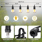 Café-Style Outdoor String Lights, 200ft Globe Bulbs