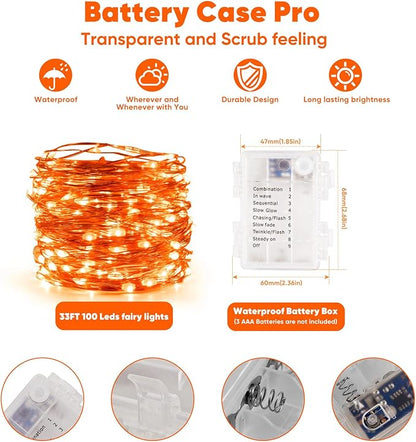4-Pack 8ft Christmas LED String Lights, Waterproof Timer Lights