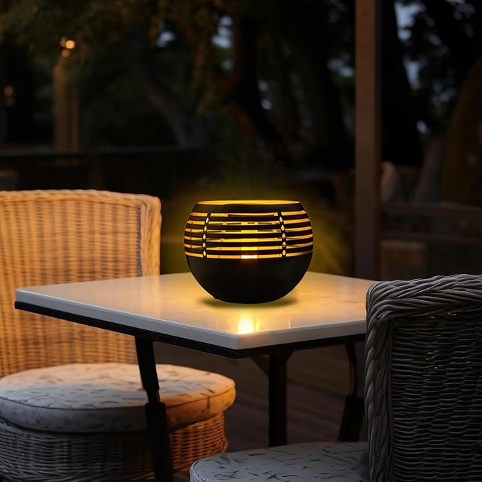 Solar Flickering Flame Lantern – Waterproof Metal Table Lamp, Durable & Stylish, Perfect for Balcony, Patio, Garden Pathway, and Outdoor Décor