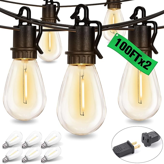 Patio String Lights, 200ft Weatherproof LED
