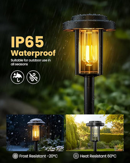 GIGALUMI Solar Pathway Lights Outdoor, 8 Pack Waterproof IP65 Solar Powered Landscape Lighting, Auto On/Off Garden Lights for Yard Lawn Patio Walkway Driveway Decor (Warm White)