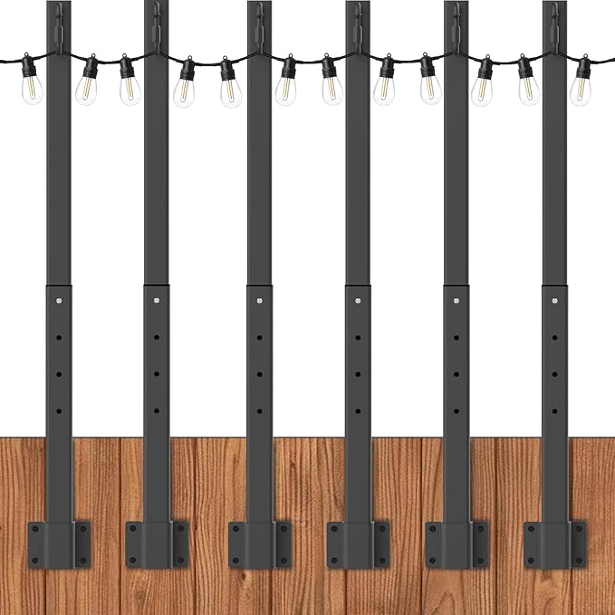 8ft Outdoor String Light Poles 6-Pack, Metal