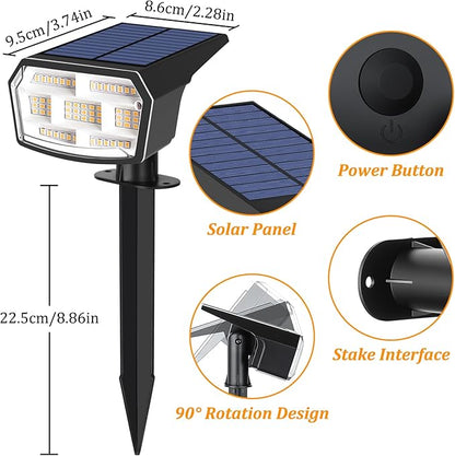 Sucolite 8-Pack Solar Spot Lights Outdoor Waterproof IP65, 3 Lighting Modes 2-in-1 Solar Landscape Spotlights for Yard, 59 LED Solar Powered Wall Lights for Garden Pathway Driveway Walkway, Warm White
