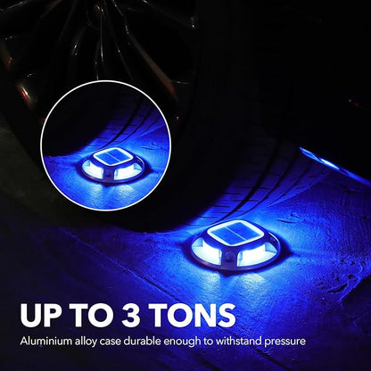 AGPTEK Solar Driveway Lights Outdoor 12 Pack, 2 Color Modes LED Deck Dock Marine Waterproof Security Marker Lights for Step Sidewalk Stair Garden Pathway Walkway Yard(Blue Light/Cool White)