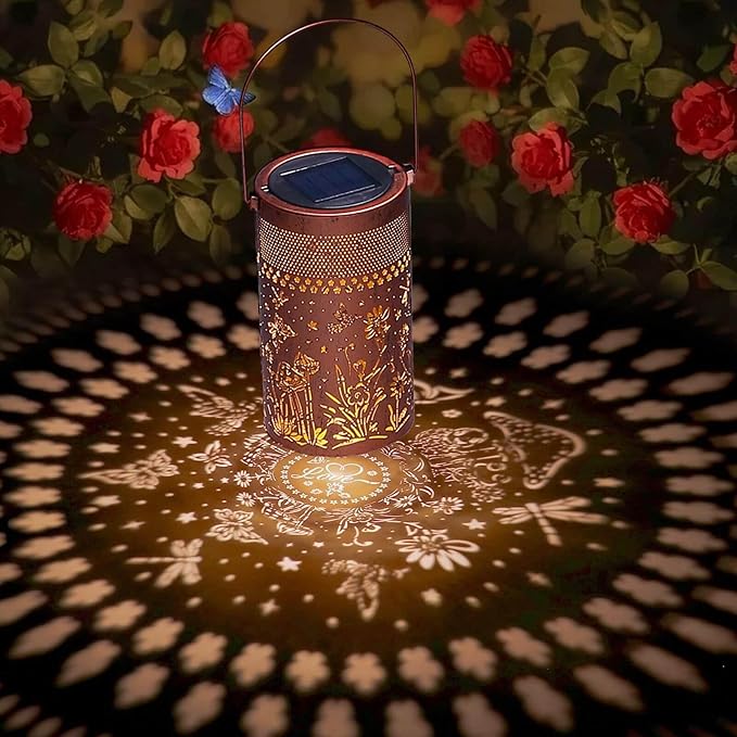 Solar Lantern Outdoor Waterproof, Metal Butterfly, Hummingbirds, Dragonflies, Frogs, Turtles, Flowers, Mushrooms, Garden Decor for Yard, Patio, Lawn, Porch, Backyard, Gifts for Women