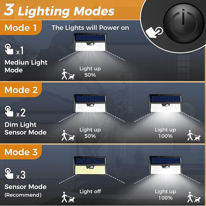 4-Pack Multi-Color Solar Wall Lights, Cool White LED